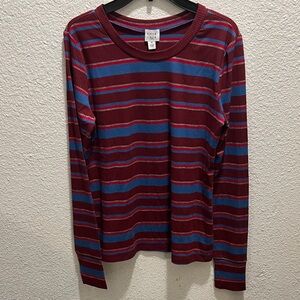 Striped Long Sleeve Top - Red and Blue